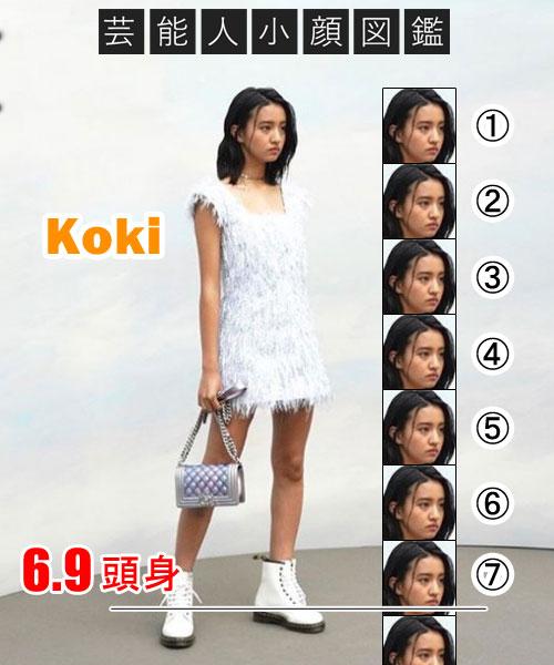 芸能人小顔図鑑 より6 9頭身だとジャッジされたkoki 白いミニワンピース 白いフラットブーツで あげてけ